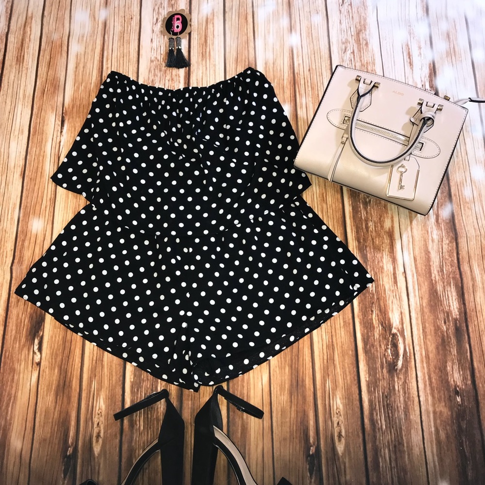 Beautiful Black w White Dots Romper